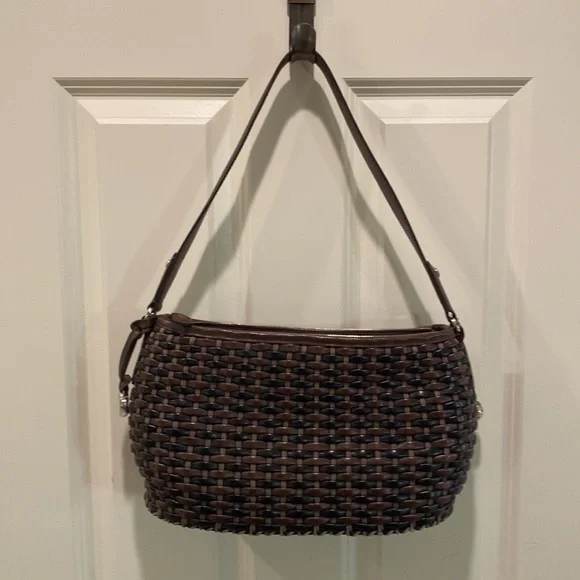 Brighton Dark Brown and Black Leather Woven Bag - Picture 5 of 8
